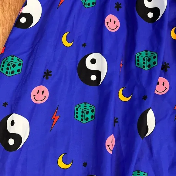 NEW Dressed in LALA Forget the Rules Icon Dress Blue Yin Yang Smile Dress L - Picture 7 of 15